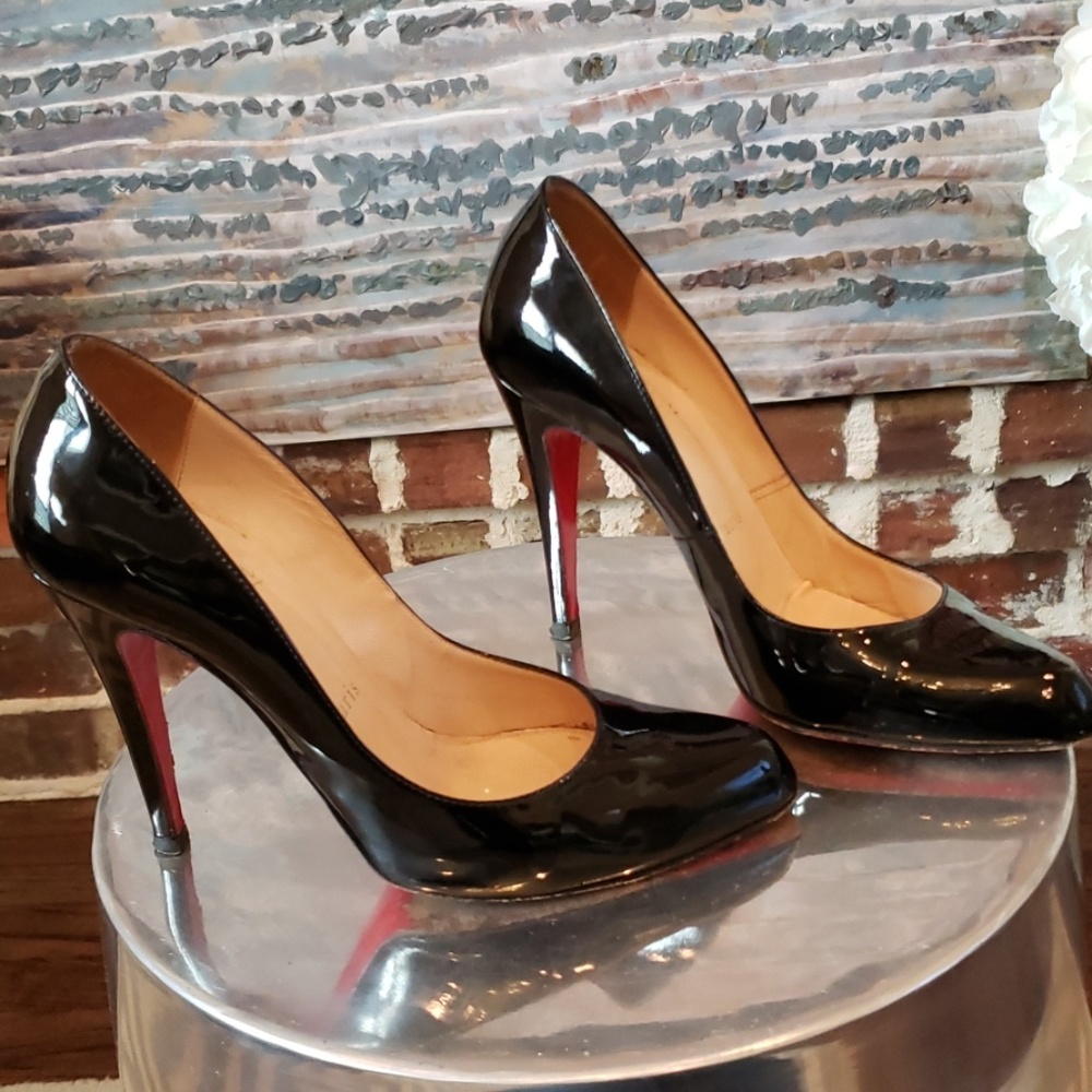 Louboutin Almond Toe Patent Leather 4 1/4" Pumps